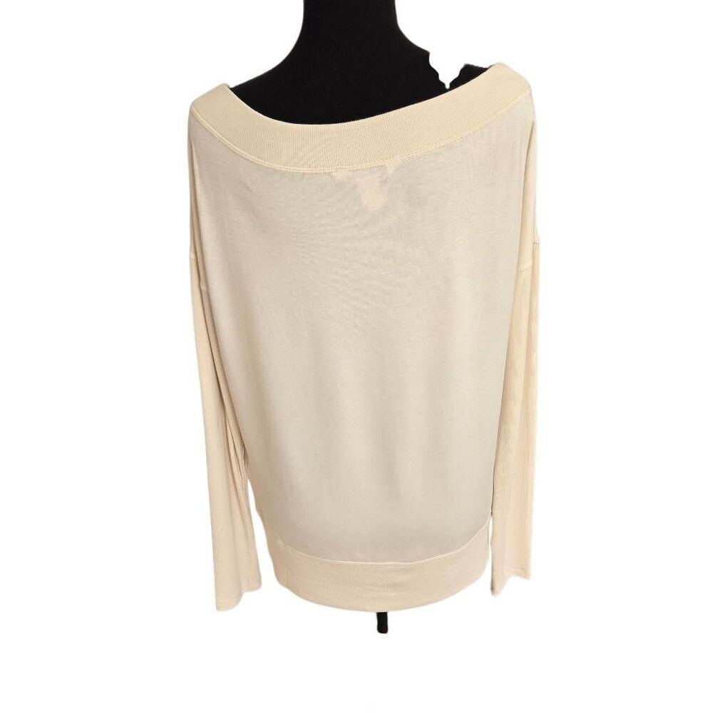 Athleta Womens Studio Barre Off Shoulder Long Sleeve Sweatshirt Cream Petite S - Picture 4 of 12